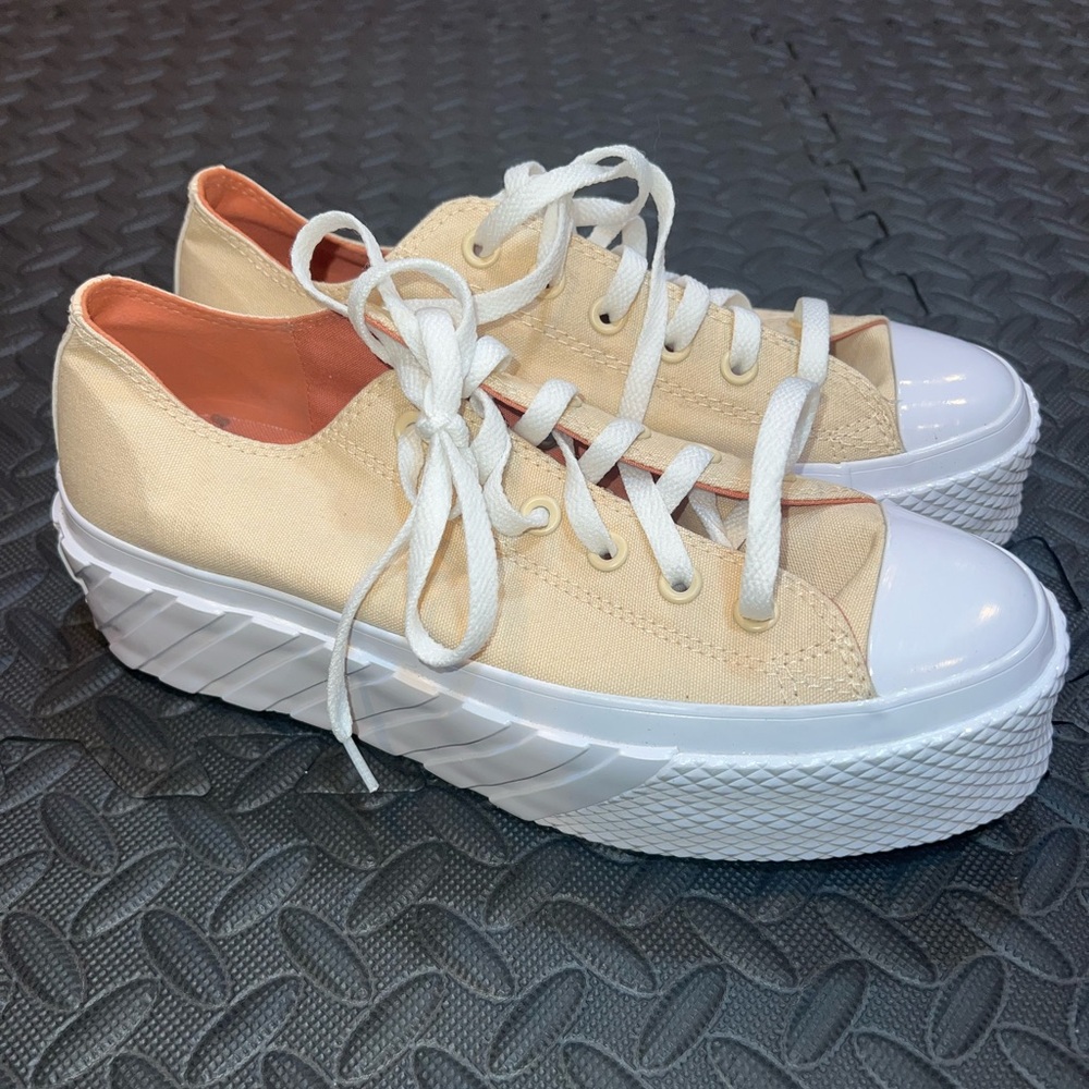 Women's Cream Canvas Platform Sneakers